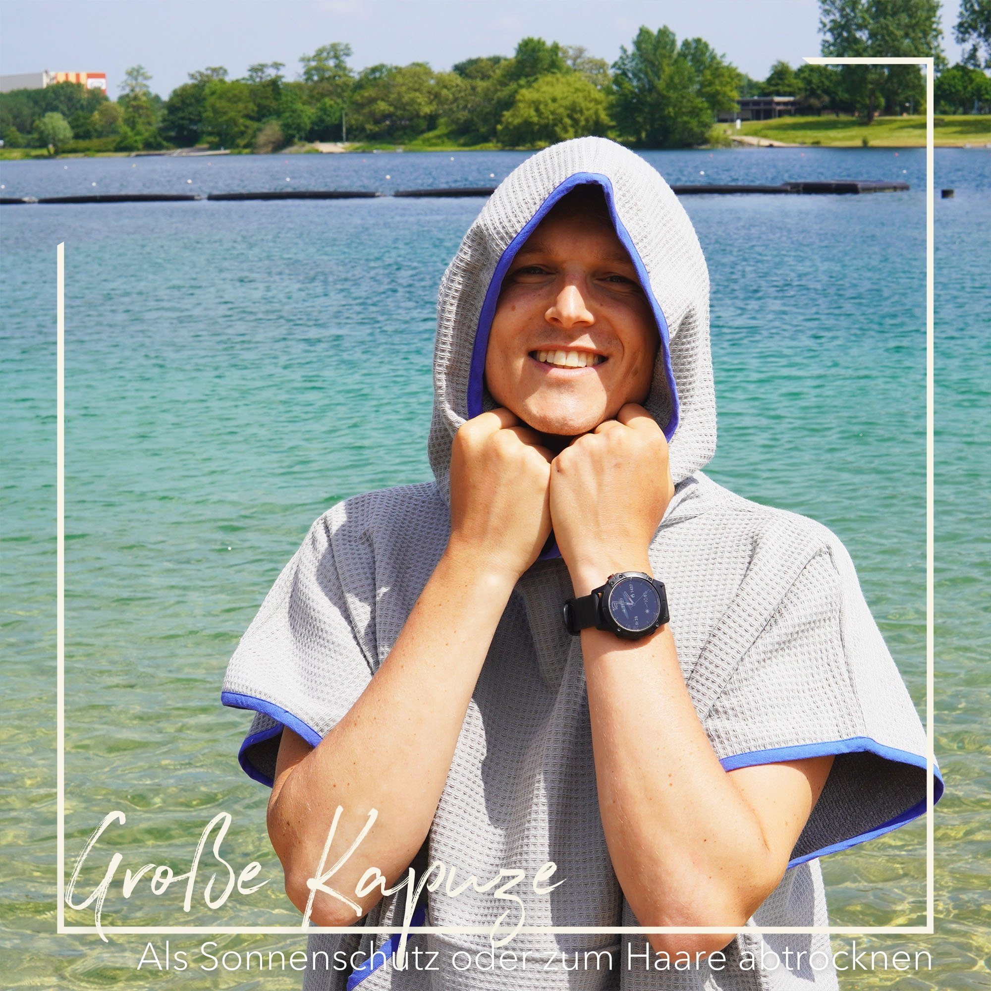 blanketino Badeponcho Strandponcho aus Baumwolle, Kapuze, günstig online kaufen