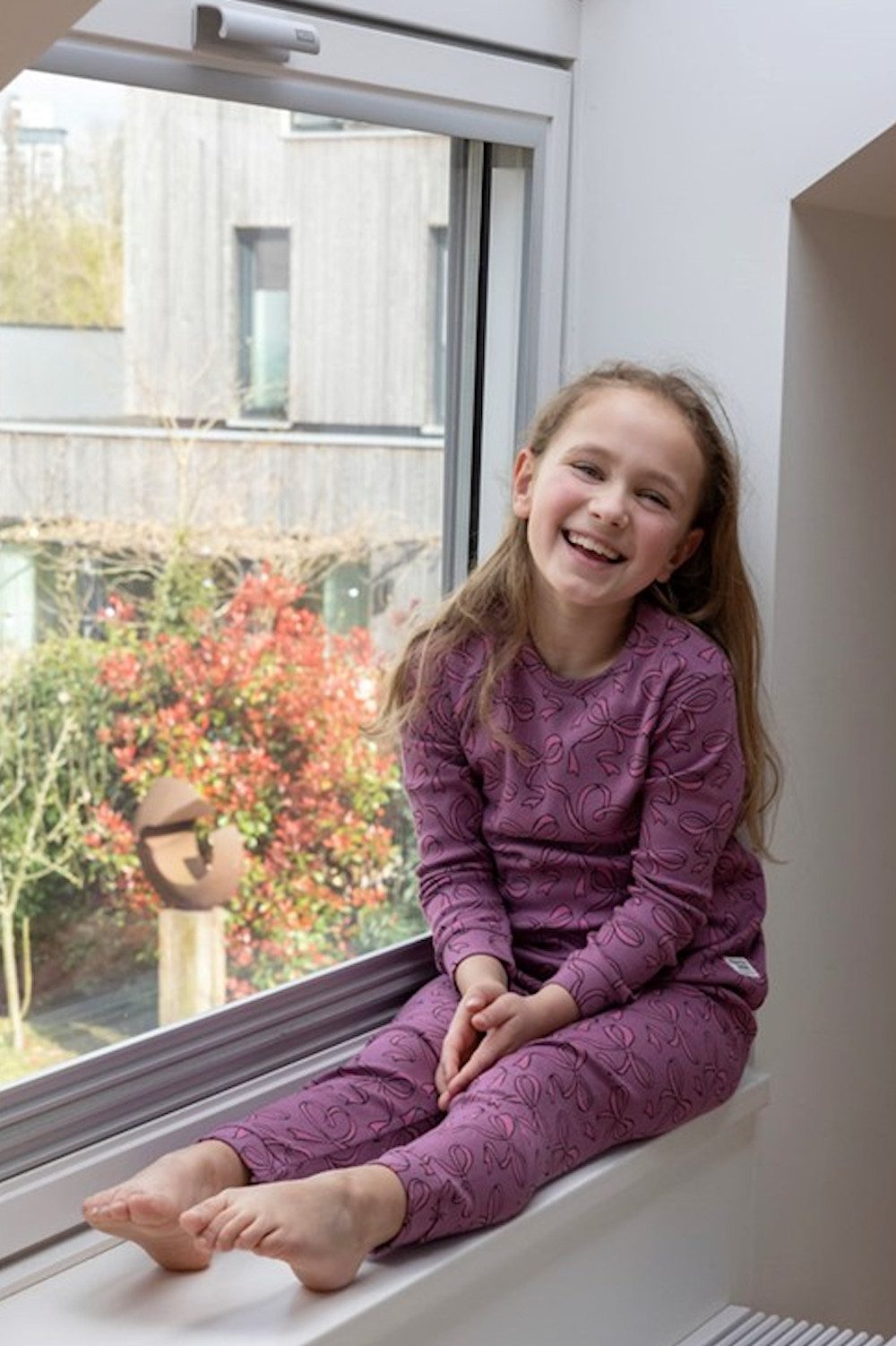 Feetje Pyjama Feetje Mädchen Schlafanzug Pyjama lang Bibi Bow flieder (1 tlg)