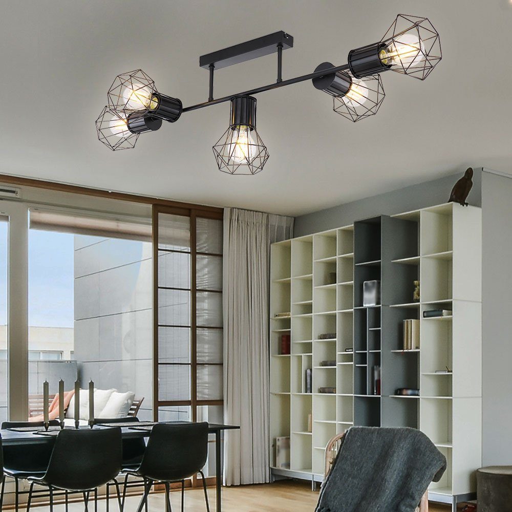 Deckenleuchte Flammig Käfigschirme Metall nicht schwarz LED Deckenleuchte, inklusive, Wohnzimmerleuchte 5 Globo Leuchtmittel