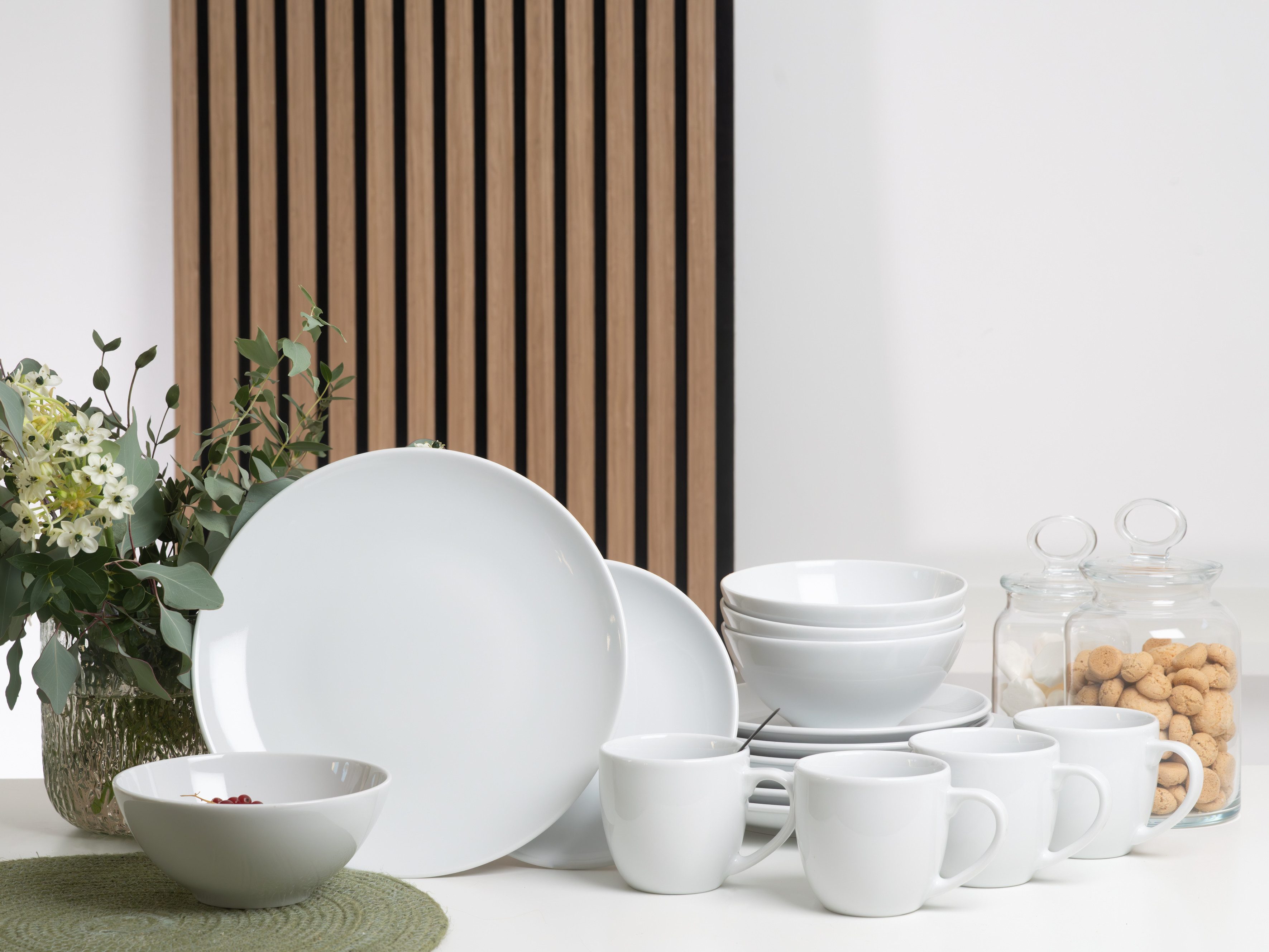 CreaTable Kombiservice Bistrot Weiss, Service 16-tlg. (16-tlg), 4 Personen, Porzellan, Klassisch, Zeitlos