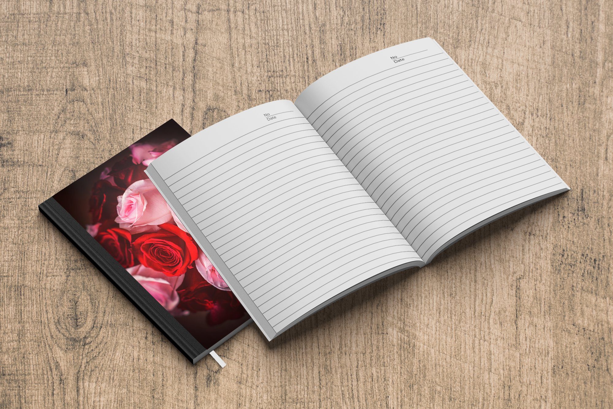 MuchoWow Notizbuch Nahaufnahme eines Straußes Notizheft, rosa Journal, Tagebuch, 98 Haushaltsbuch A5, roten Seiten, aus Rosen, Merkzettel, und