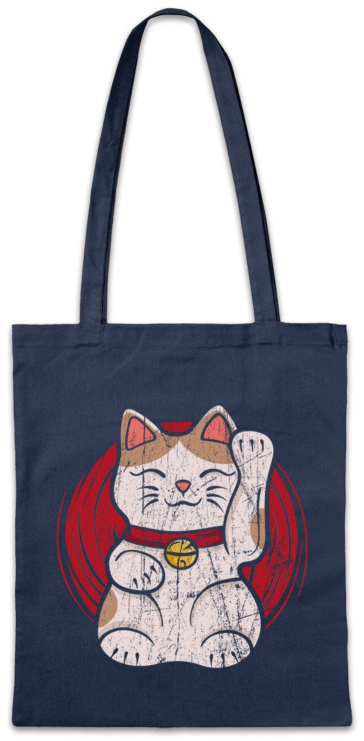 Beuteltasche Maneki Neko V Stofftasche Winkekatze Maneki-neko Manekineko Fun