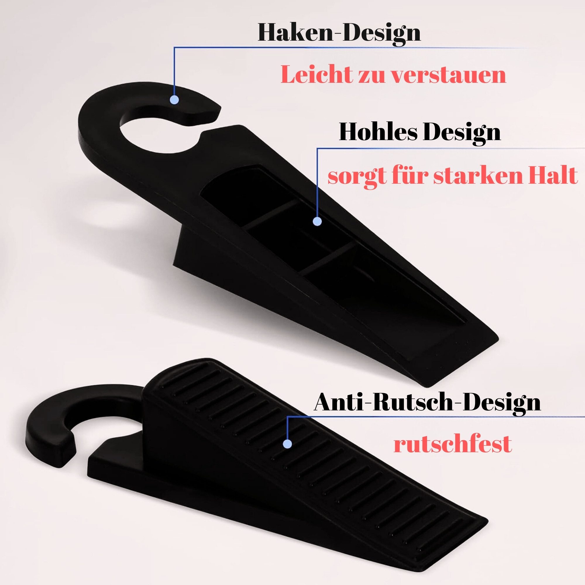 HOPS Bodentürstopper (5er Set), Türkeil - Door Stopper, Kunststoff Keile, Türhalter, Türkeil gummi