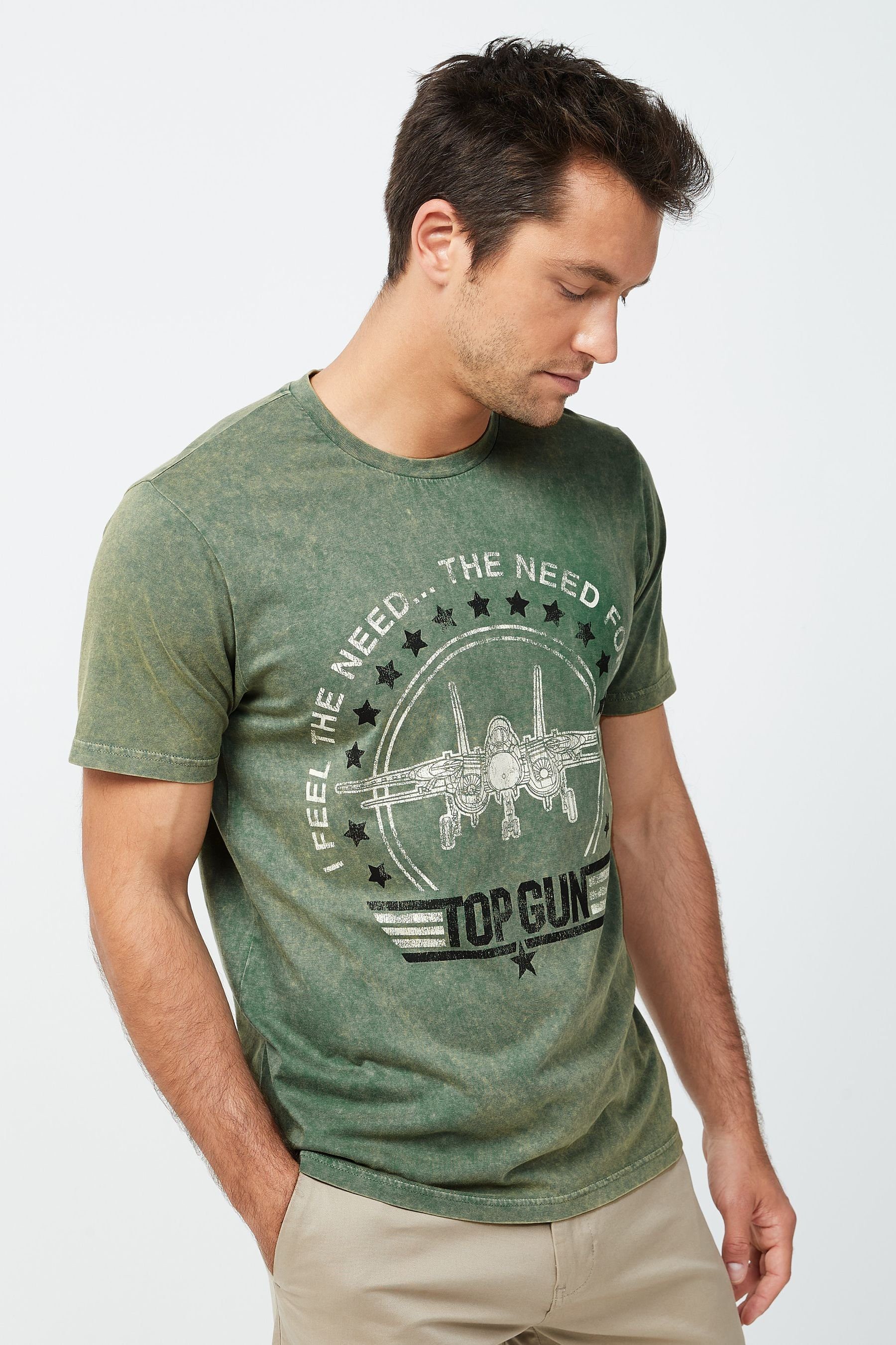 Next T-Shirt TV And Film Lizenziertes T-Shirt (1-tlg) Top Gun Green Acid Wash
