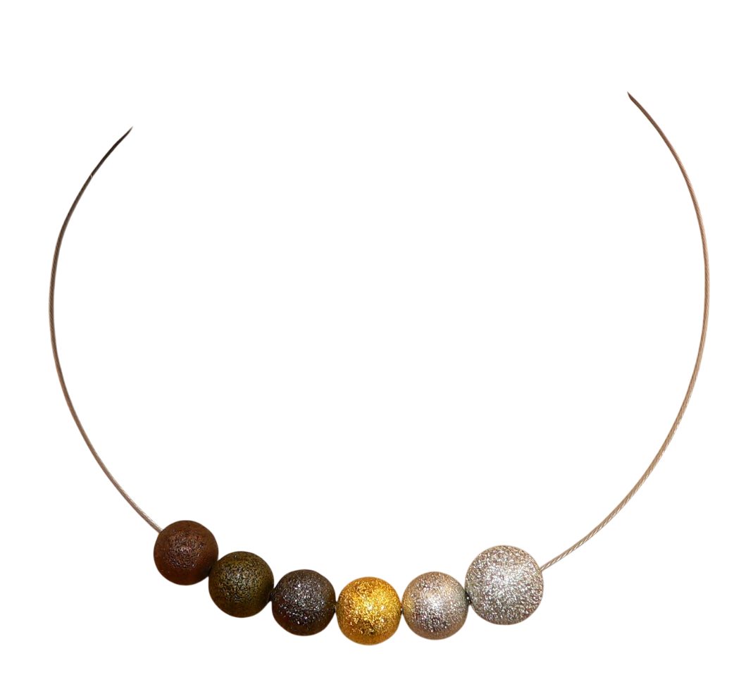 traumschmuck Halsreif 191 Halsreif Perle Stardust Brillianteffekt silber gold kupfer bronze (Geschenk Muttertag Weihnachten Geburtstag, inkl. Schmuckbox), handgefertigt, Made in Germany