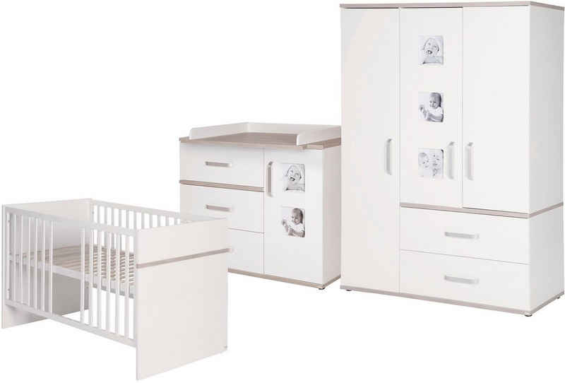 roba® Babyzimmer-Komplettset Moritz, (Set, 3-St., Kinderbett, Wickelkommode, Kleiderschrank), breit; mit Kinderbett, Schrank und Wickelkommode; Made in Europe