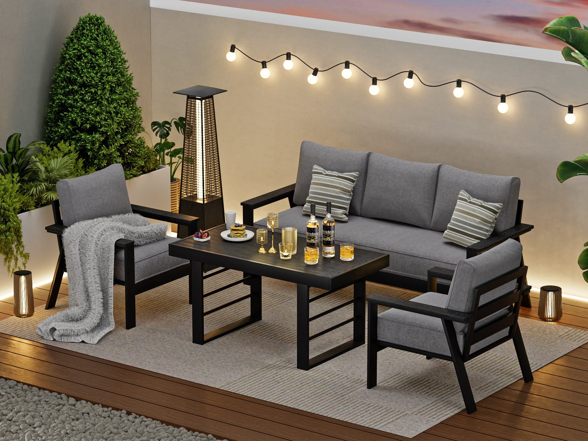 MeXo Gartenlounge-Set Aluminium 5-6 Personen, (wetterfestes günstig online kaufen