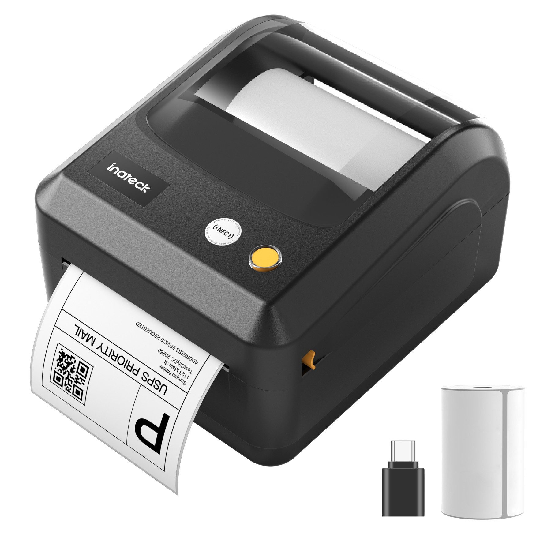 Inateck Versandetiketten Drucker 4x6 Thermodrucker Bluetooth Etikettiergerät Etikettendrucker, (Label Printer mit Etiketten)