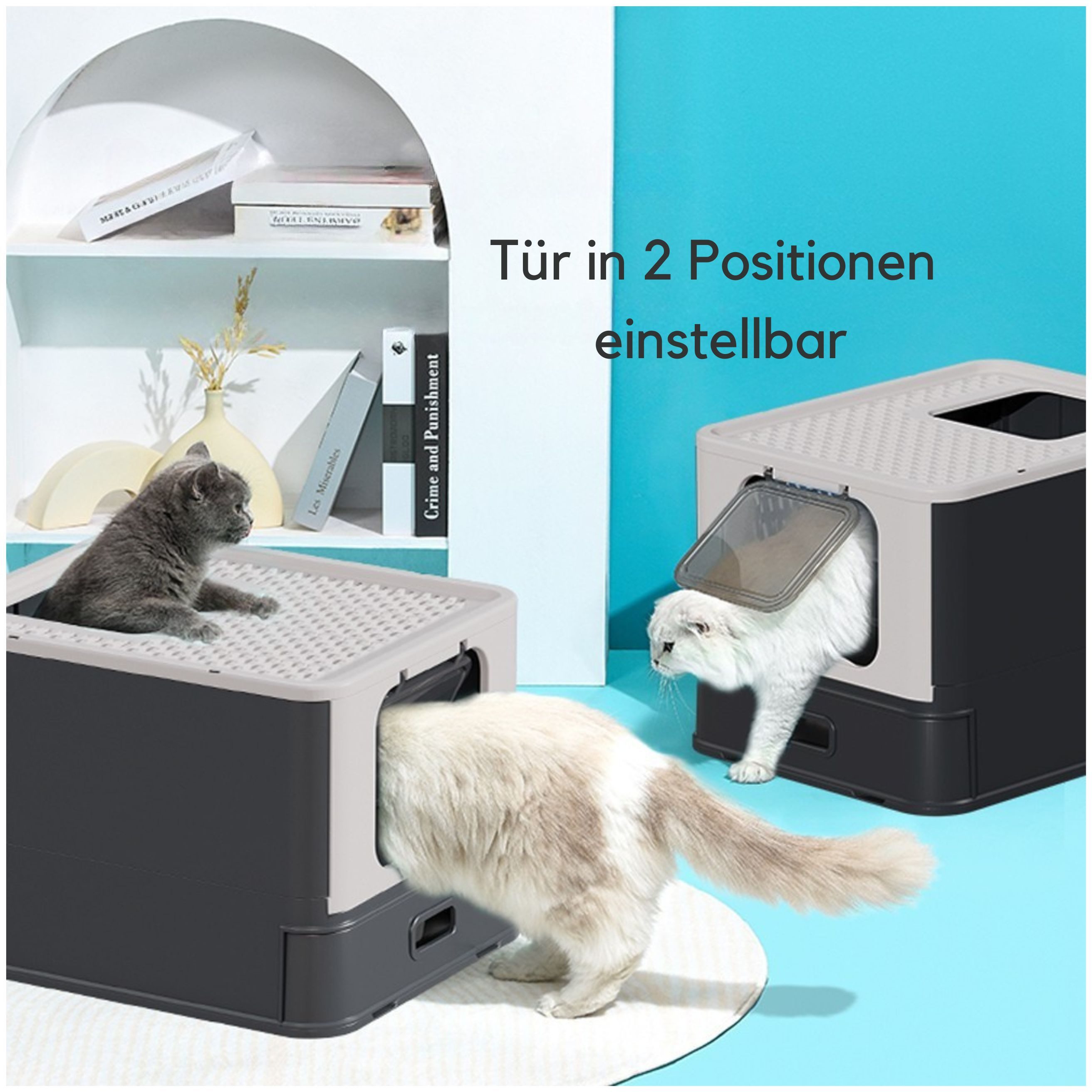 Warenhammer Katzentoilette Edelstahl - Katzenklo Premium pflegeleichtes Katzenklo mit Schublade, Abmessungen : 54,3 x 42,3 x 38 cm