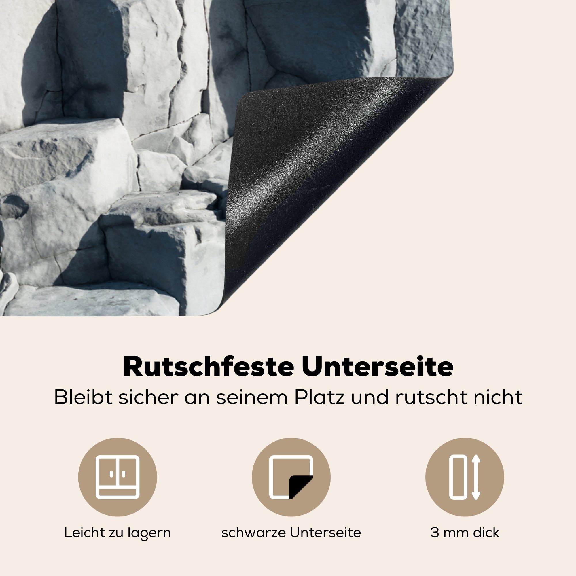 Island, Vinyl, Induktionskochfeld (1 Basaltische Ceranfeldabdeckung Herdblende-/Abdeckplatte cm, tlg), Gesteinsstruktur in Schutz für MuchoWow die 81x52 küche,