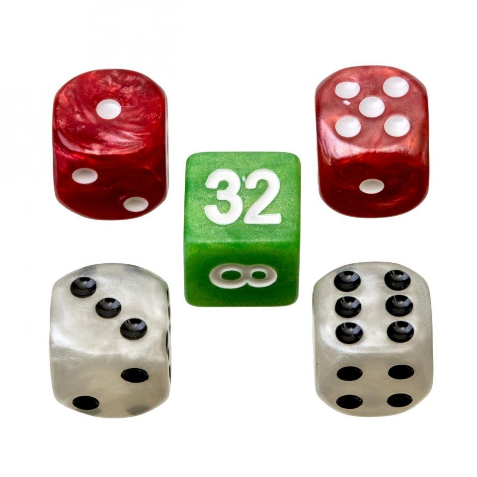 Philos Spiel, Spielsteine - Backgammon mm weiß x Kunststoff - 34 groß 10 - - - inkl. Würfel - rot