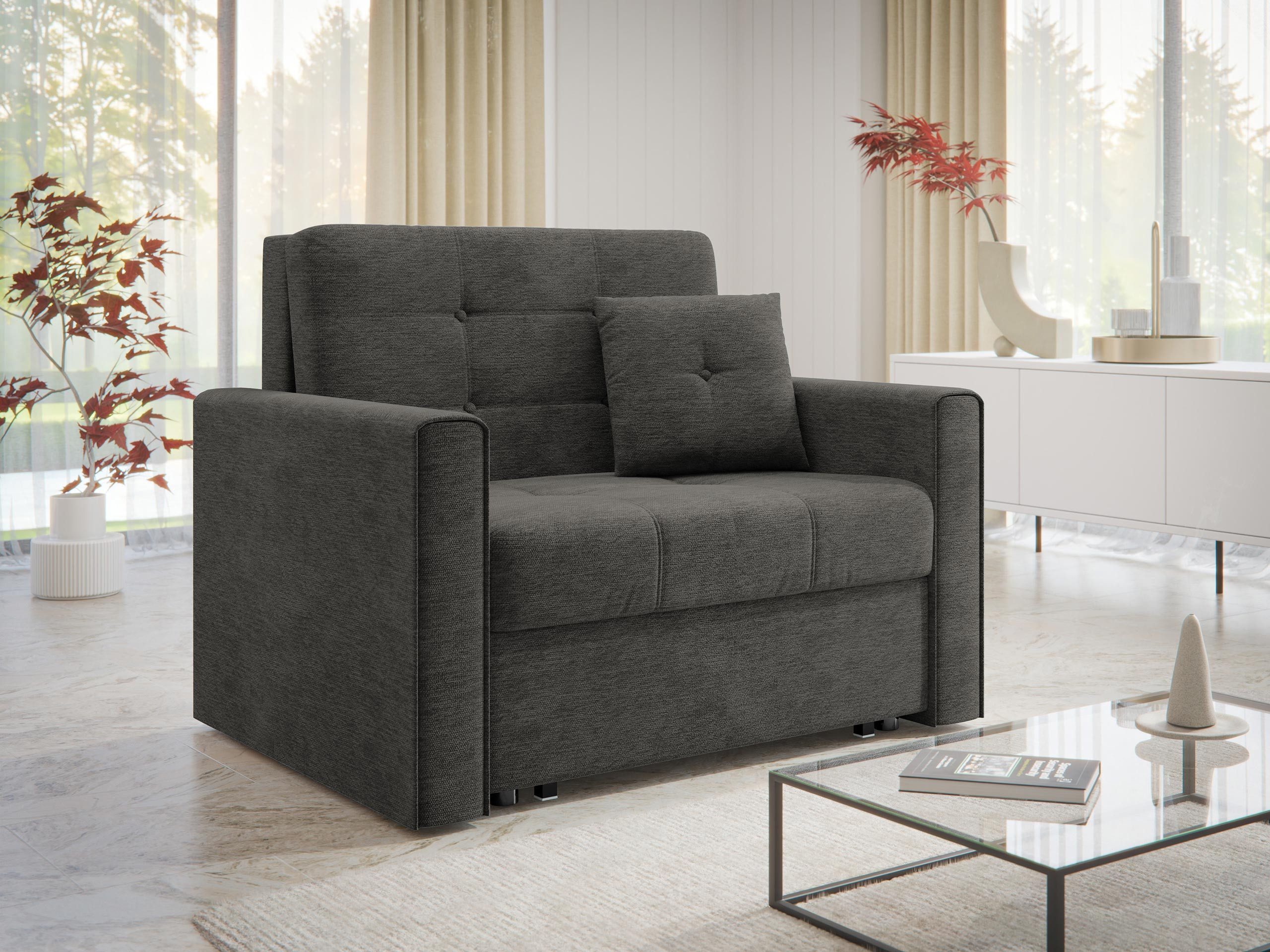 MIRJAN24 Schlafsofa Viva Lux I, mit Schlaffunktion und Bettkasten, einsitzer, inkl. Kissen