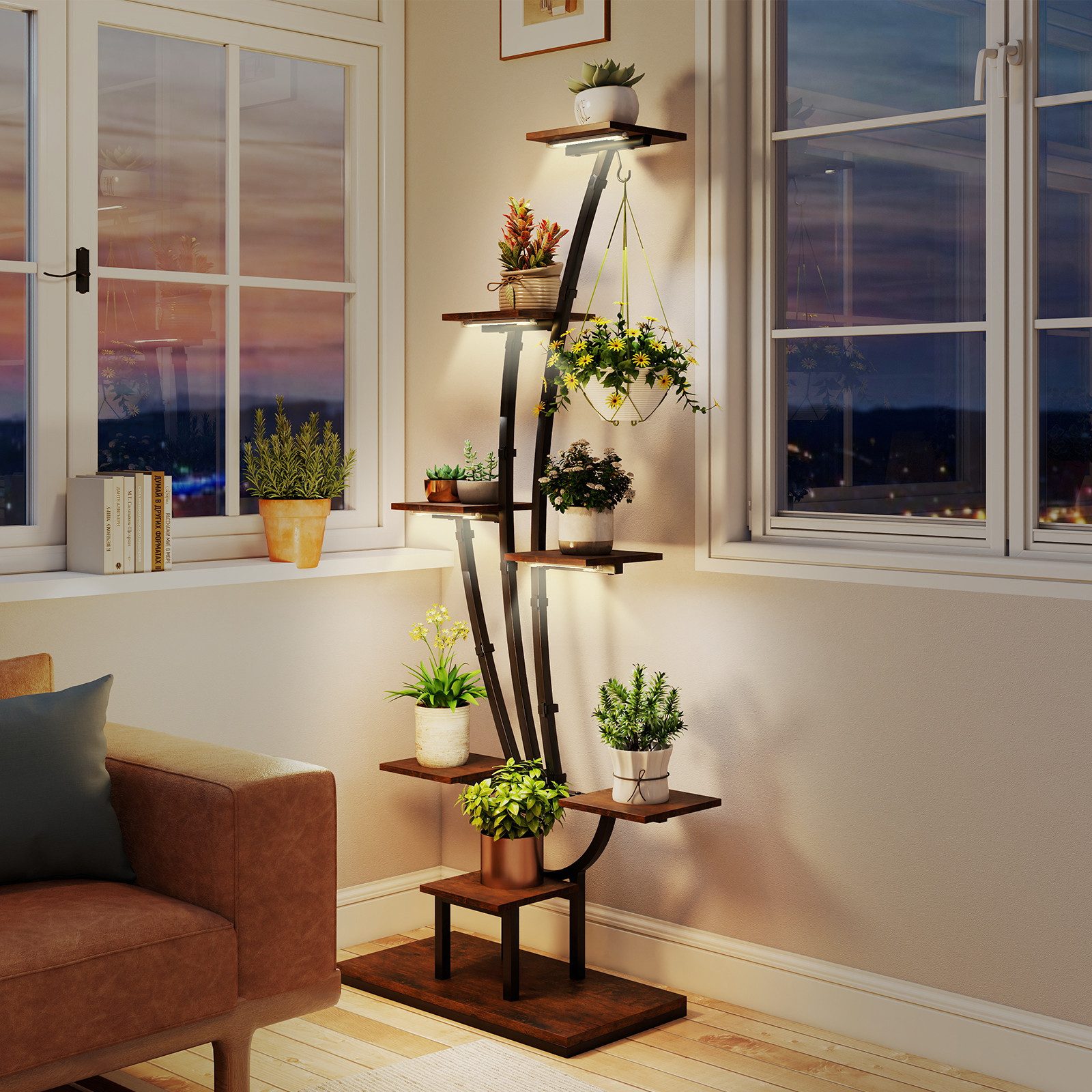 COSTWAY Blumenständer (1 St), Pflanzenständer mit Wachstumslichtern Metall günstig online kaufen
