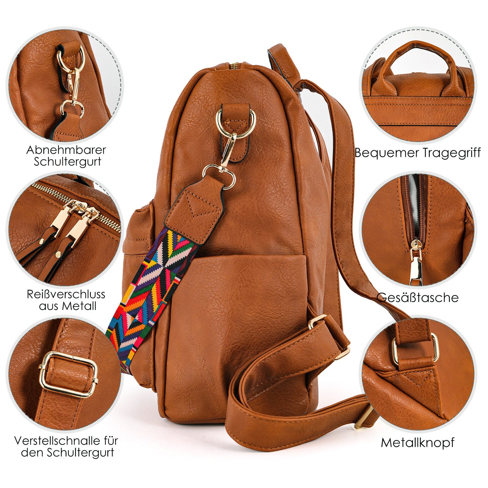 Fassiona City Backpack Retro Backpack Women 3 in 1 Handbag Girls School Bag Waterproof, for Commuting Travel Campus Sports School Bag Backpacks Durable