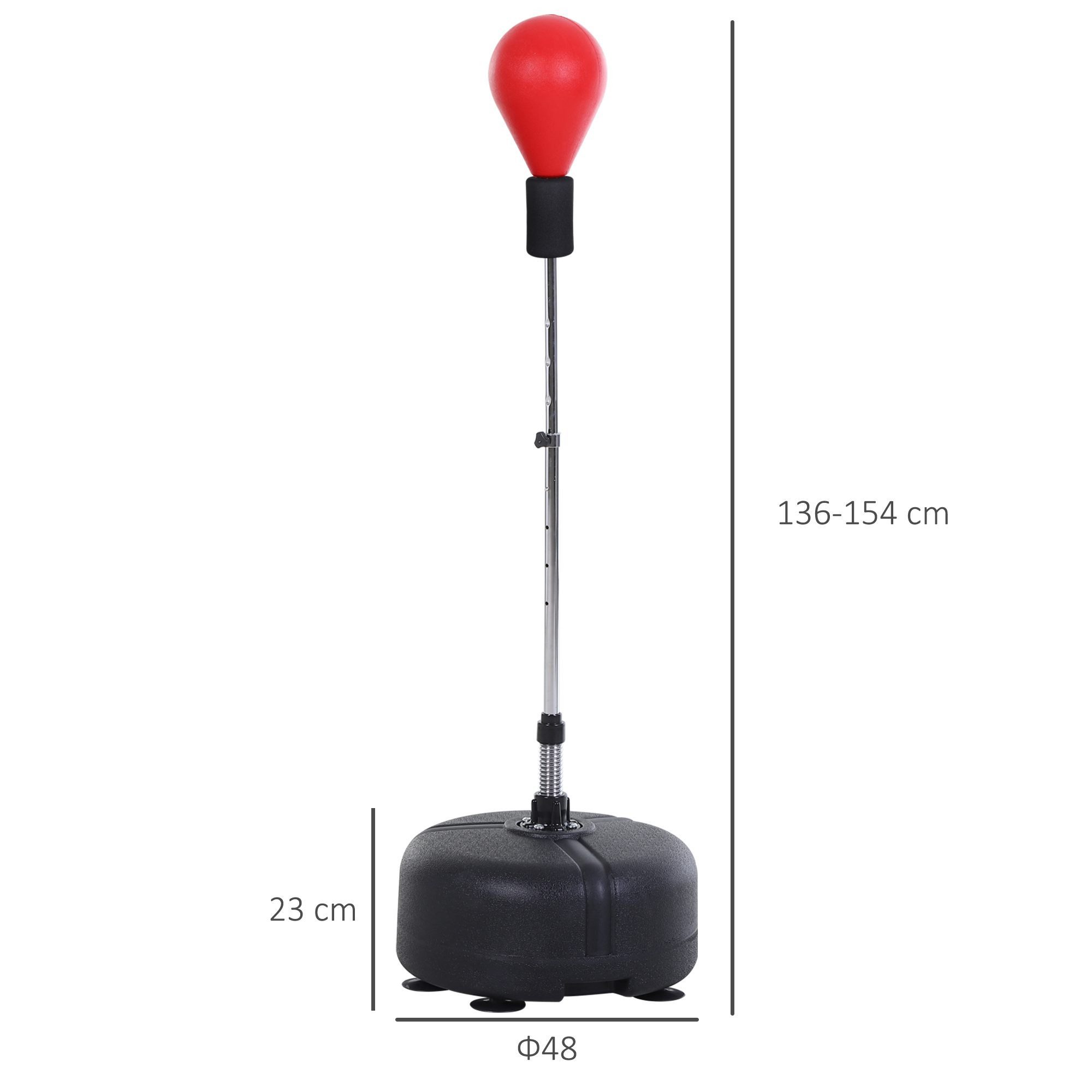 HOMCOM Punchingball 136-154 cm höhenverstellbar, für Jugendliche und Erwachsene (Boxsack mit Ständer, 1-tlg., Standboxball mit Boxhandschuhen), für Ausrüstung, Stressabbau, Fitness, Rot