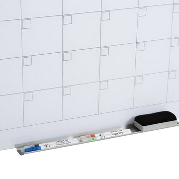 Vinsetto Memoboard Kalendertafel, (Set, 1-tlg., Kalendertafel), Glasplatte mit 4 Glasclip Planungstafel Zeitplan Weiß