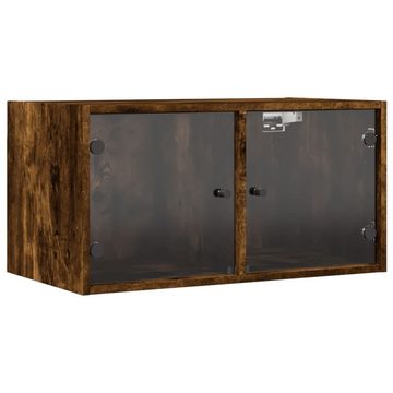 vidaXL Fächerschrank Wandschränke mit Glastüren 2 Stk. Räuchereiche 68,5x37x35 cm (2-St)