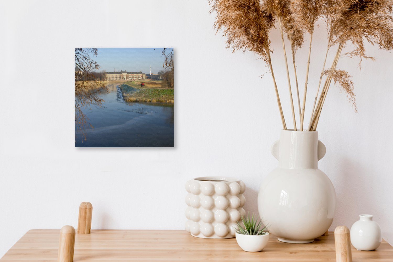 Niederlanden, Fluss Leinwandbild Wohnzimmer und St), im ein Schlafzimmer Winter Leinwand Bilder (1 Den den OneMillionCanvasses® für in zugefrorener Bosch