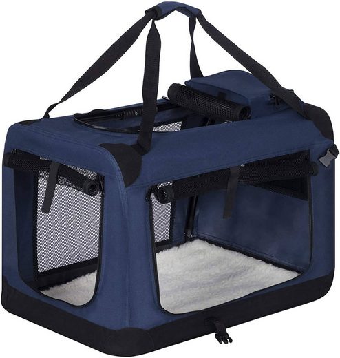 EUGAD Tiertransporttasche, Hundebox faltbar Hundetransportbox Blau