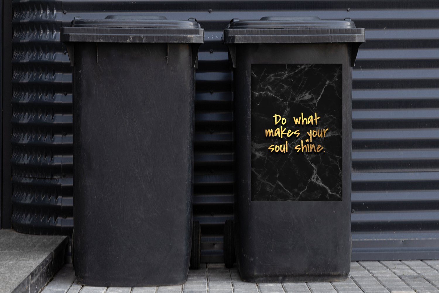 MuchoWow Wandsticker - Zitate St), Marmor - Glänzen Mülleimer-aufkleber, Mülltonne, (1 Abfalbehälter - Gold Container, Sticker