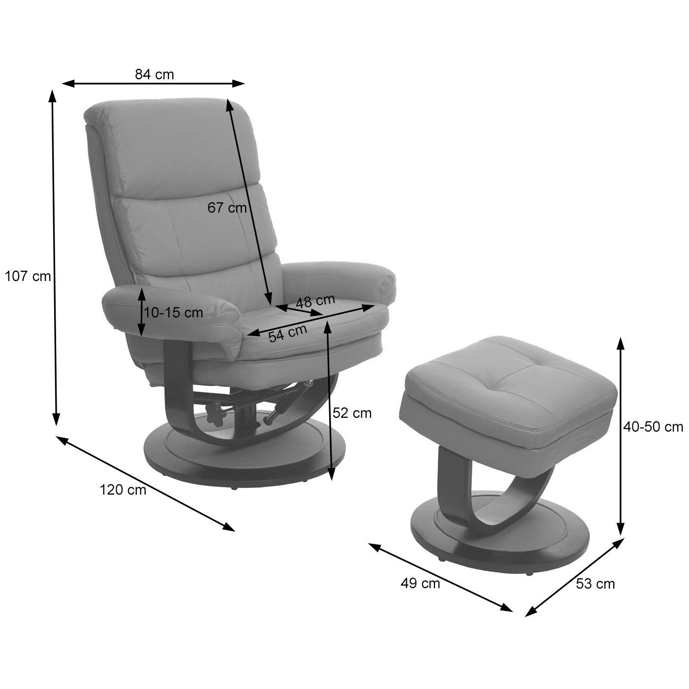 für Extradicke MCW-C16, Fernbedienung MCW drehbar, Relaxsessel Staufach weiche 360° Polsterung,