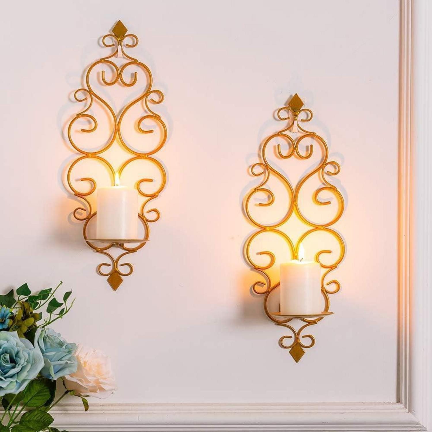 LuxusKollektion Wandkerzenhalter Wandkerzenhalter Wandleuchter Kerzenständer Metall 2er Set, Teelichter (1 St) – Bild 4 von 5