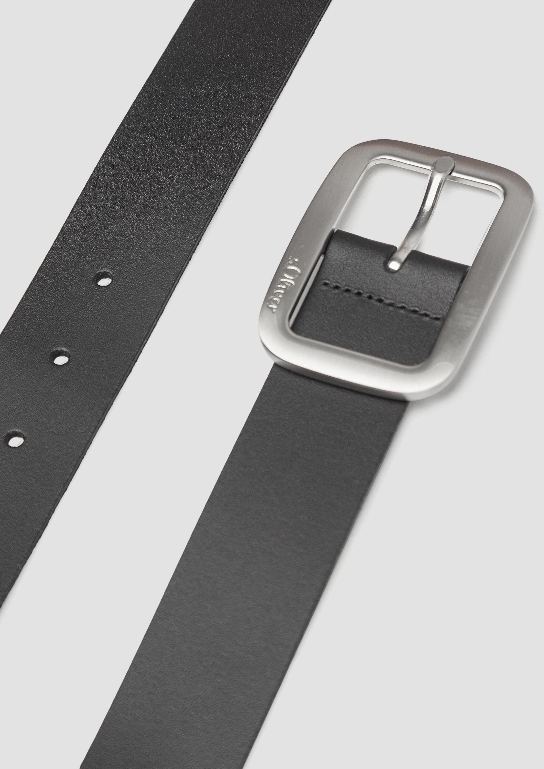 s.Oliver Ledergürtel Taillengürtel Ledergürtel mit rechteckiger Rahmenschließe und Logo-Details