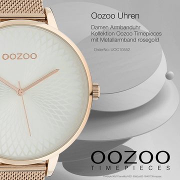 OOZOO Quarzuhr Oozoo Unisex Armbanduhr Timepieces Analog, (Analoguhr), Damen, Herrenuhr rund, extra groß (ca. 48mm), Metallarmband rosegold