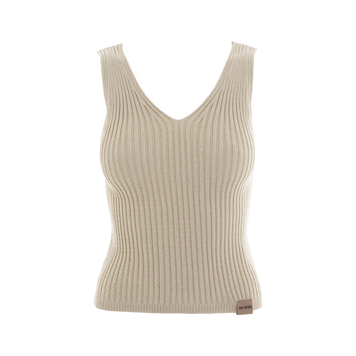 Knit Factory T-Shirt Layla Leinen 36 38 Braun 36/38 (1-tlg) Modell Layla, für Frühjahr, Sommer