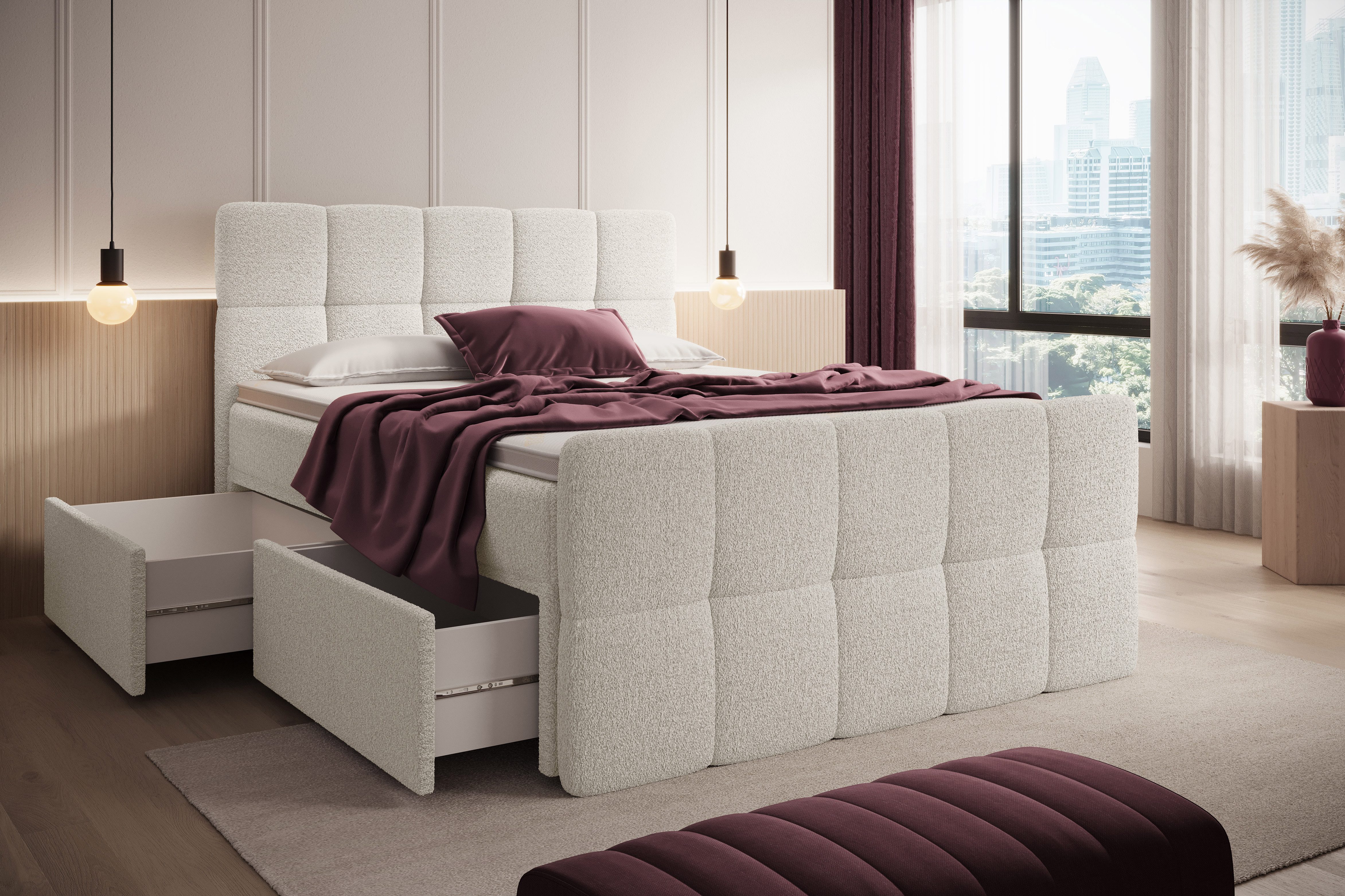 wonello Boxspringbett Madison 4, mit Schubladen (2x), Taschenfederkern-Matr günstig online kaufen