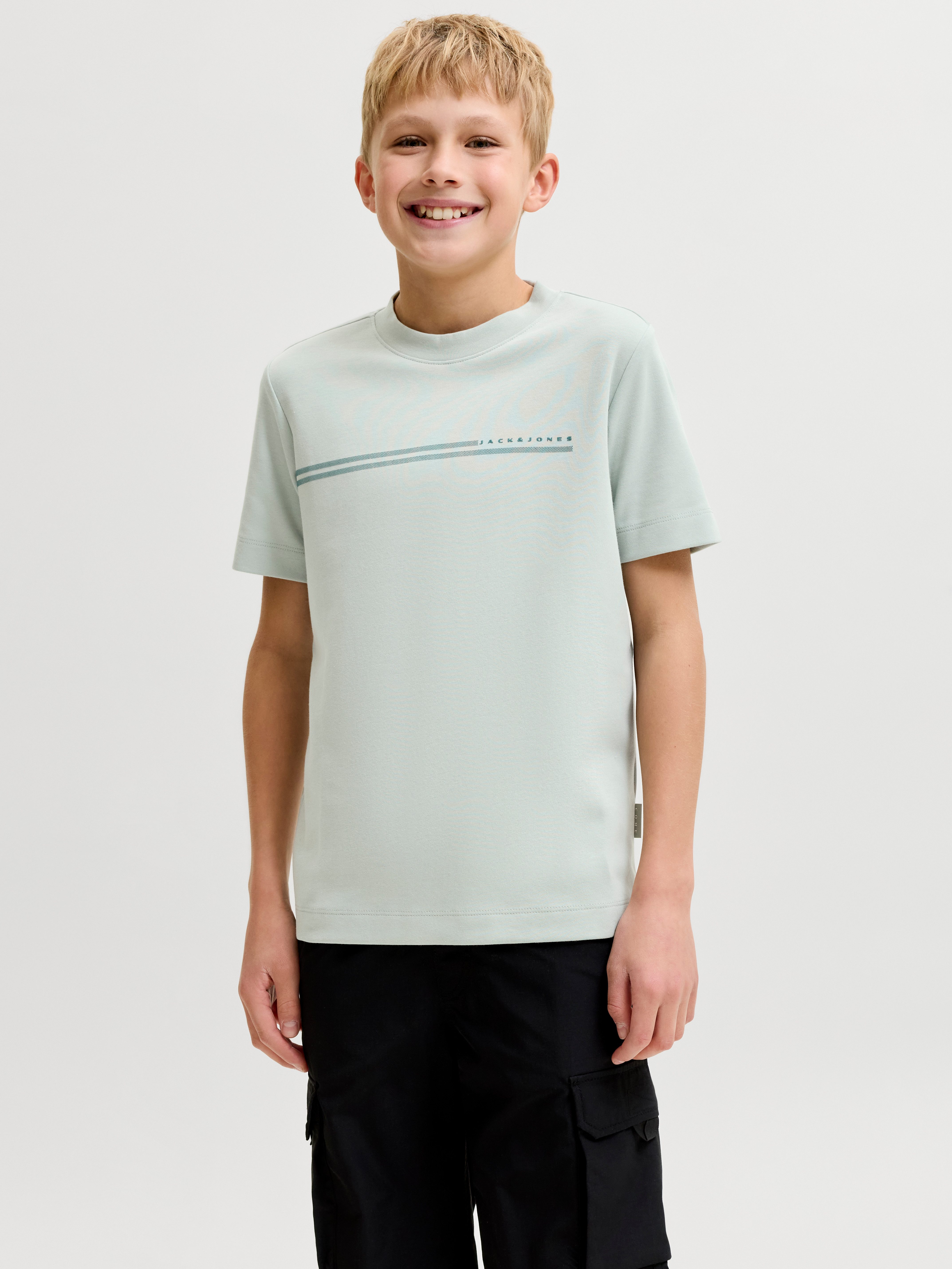 Jack & Jones Junior T-Shirt JCOFUSION CHEST BRAND TEE SS CN JNR Materialmix, regular Fit, Kurzarm