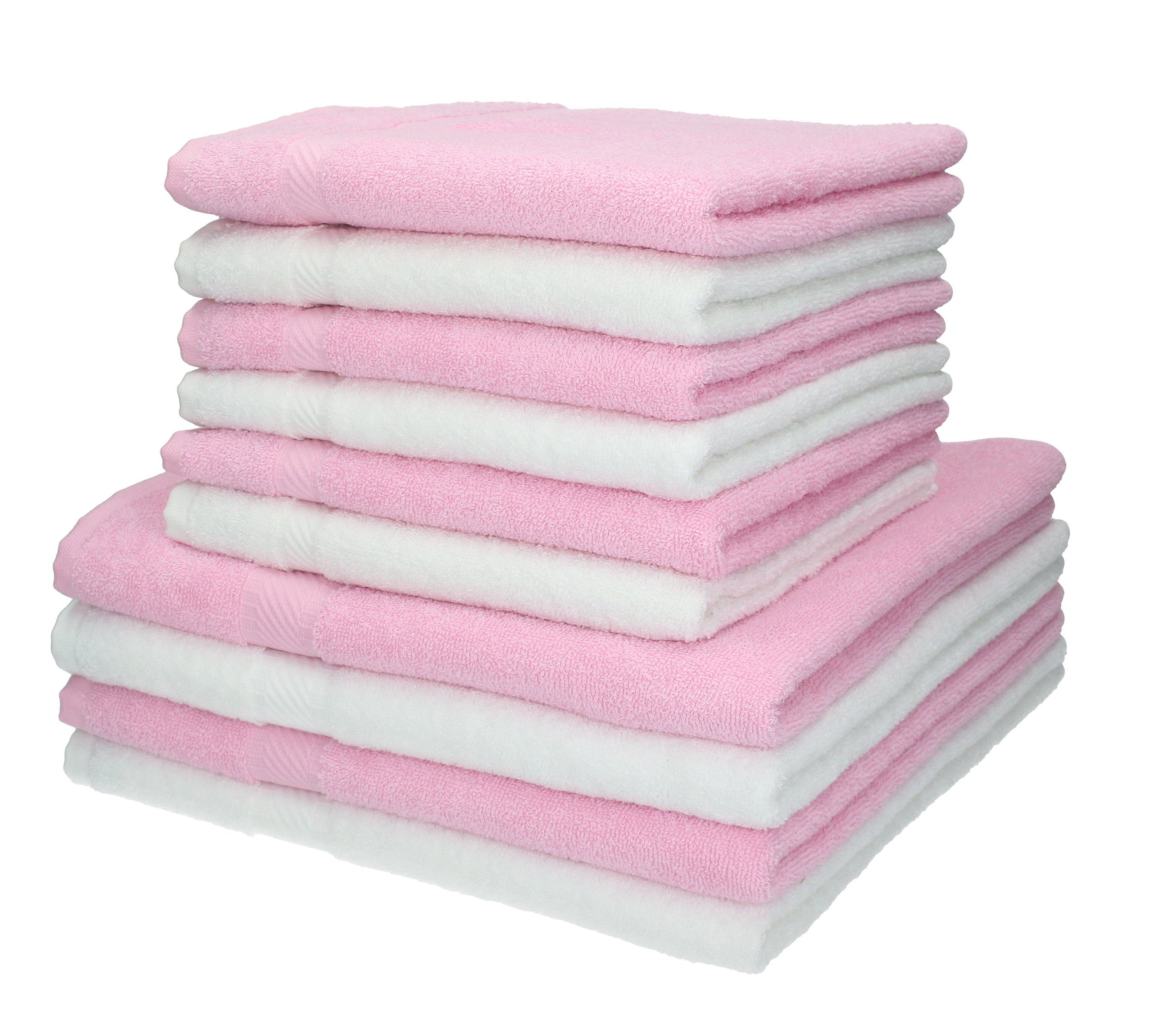 Baumwolle 100% Handtuch 10-TLG. Farbe rosé, Betz Set weiß und Handtuch-Set Palermo