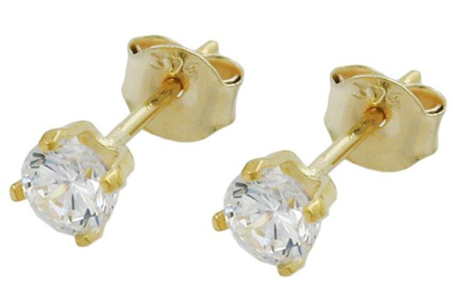 Schmuckbox, unbespielt 4 375 Ohrstecker mm für und Herren Paar Zirkonia Goldschmuck inklusive Ohrringe Gold Damen