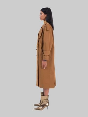 Freshlions Trenchcoat Langer Trenchcoat Mantel L Braun