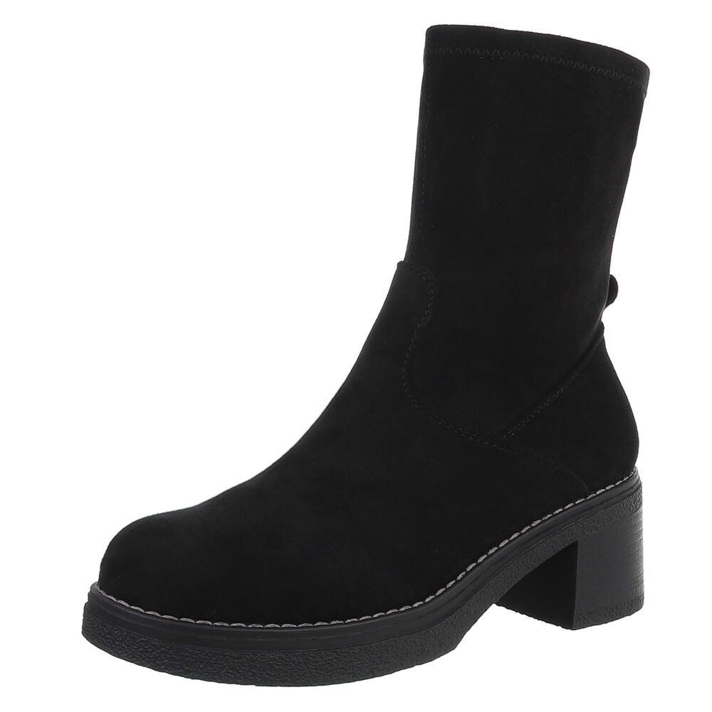 Ital-Design Elegante Ankle Ботинки mit Blockabsatz für Damen Plateaustiefelette (90598755) Blockabsatz Сапогиetten in Schwarz
