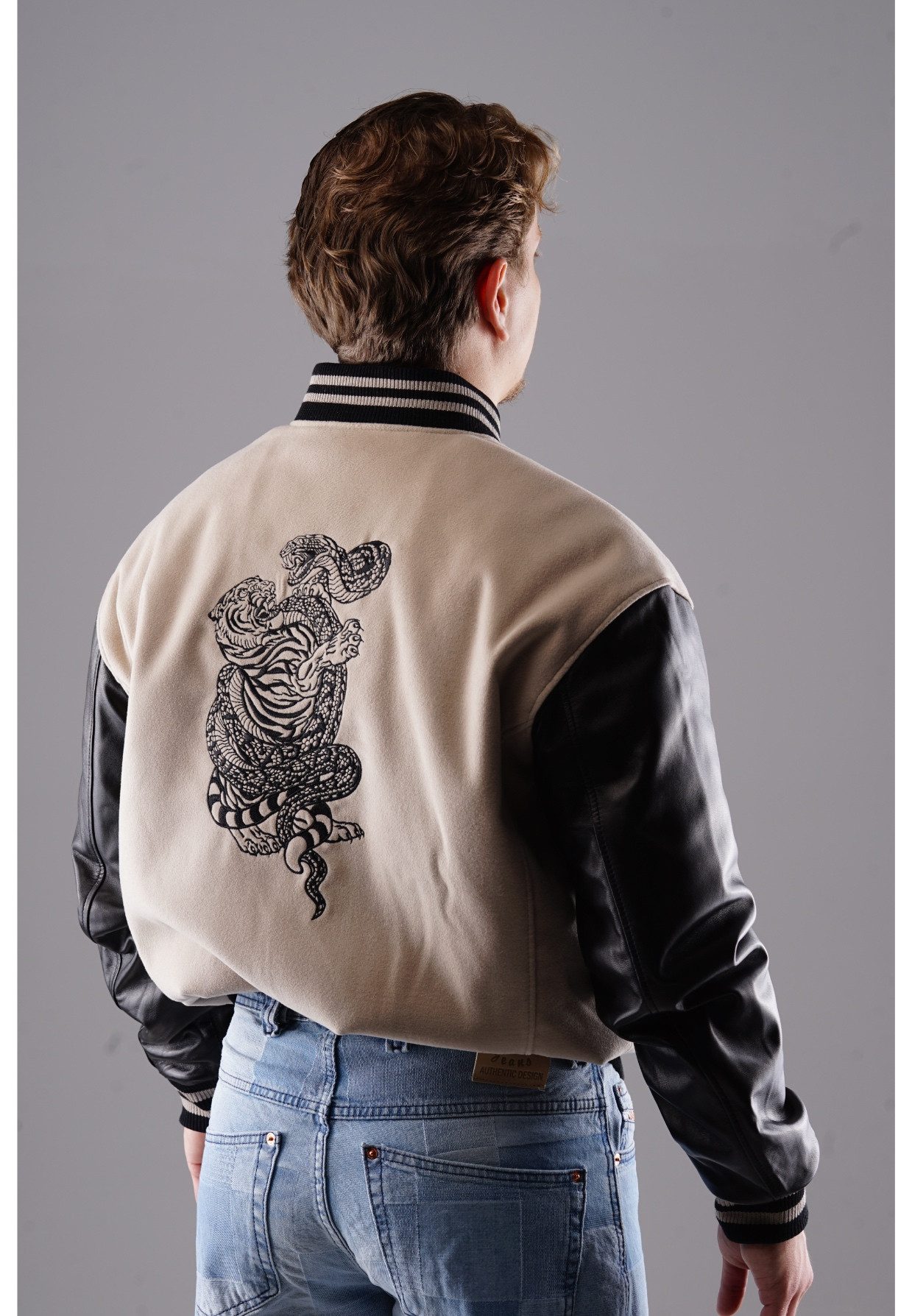 PICALDI Jeans Collegejacke TIGER Ärmel aus Echtleder