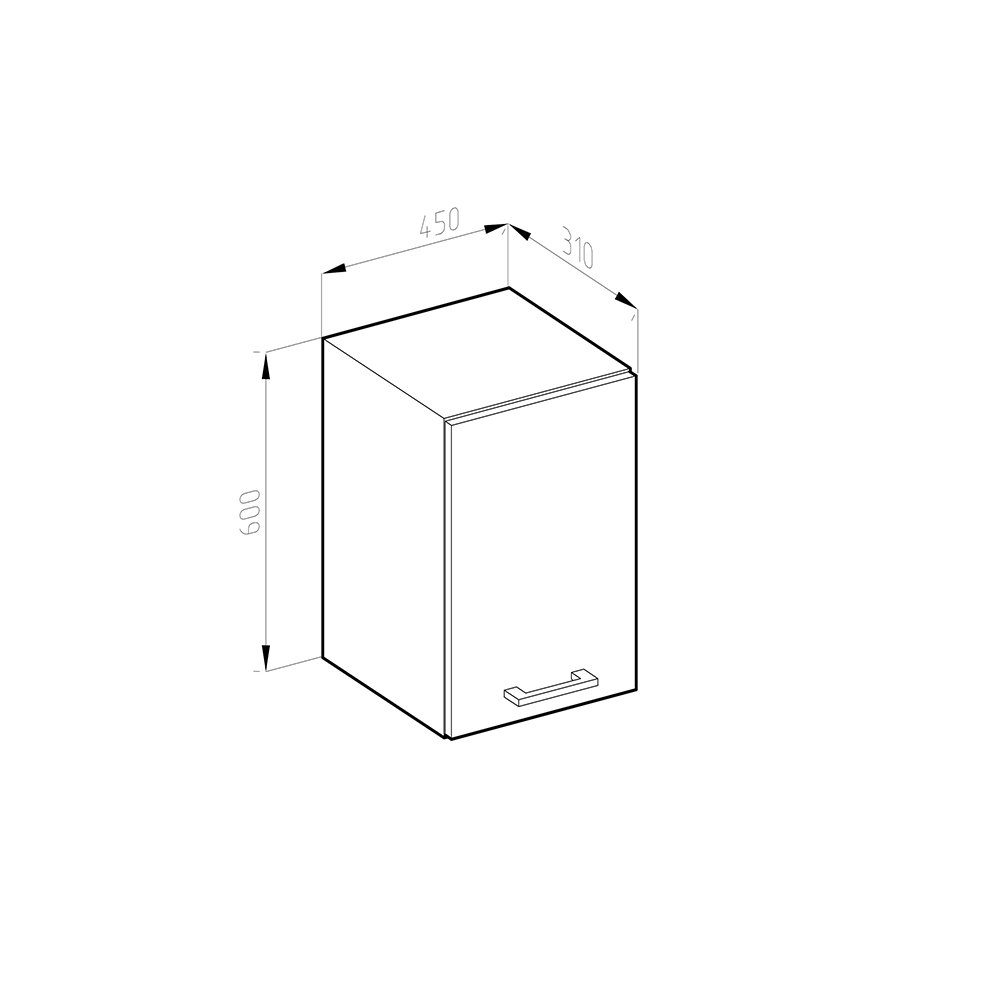 Vicco Hängeschrank R-Line, Anthrazit Hochglanz/Weiß, 45 cm (1-St)