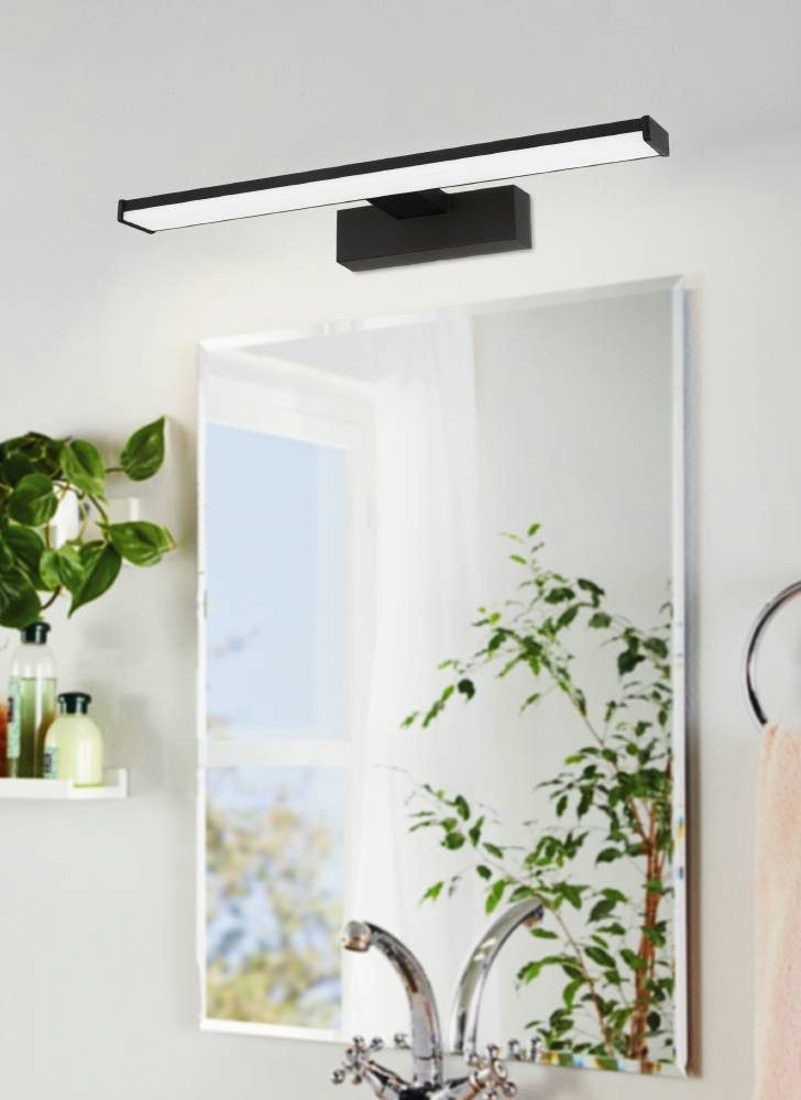 EGLO Spiegelleuchte PANDELLA 1, LED wechselbar, Neutralweiß, Wandleuchte, LED Spiegelleuchte, Lampe in Schwarz, Weiß, IP44