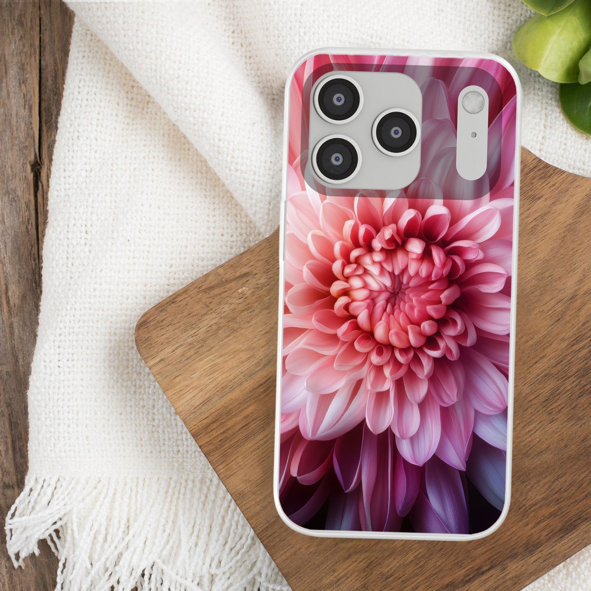MuchoWow Handyhülle für Apple iPhone 17 Pro Dahlie - Blume - Nahaufnahme - Rosa, Smartphone-Bumper, Print, Handy Schutzhülle Dünn