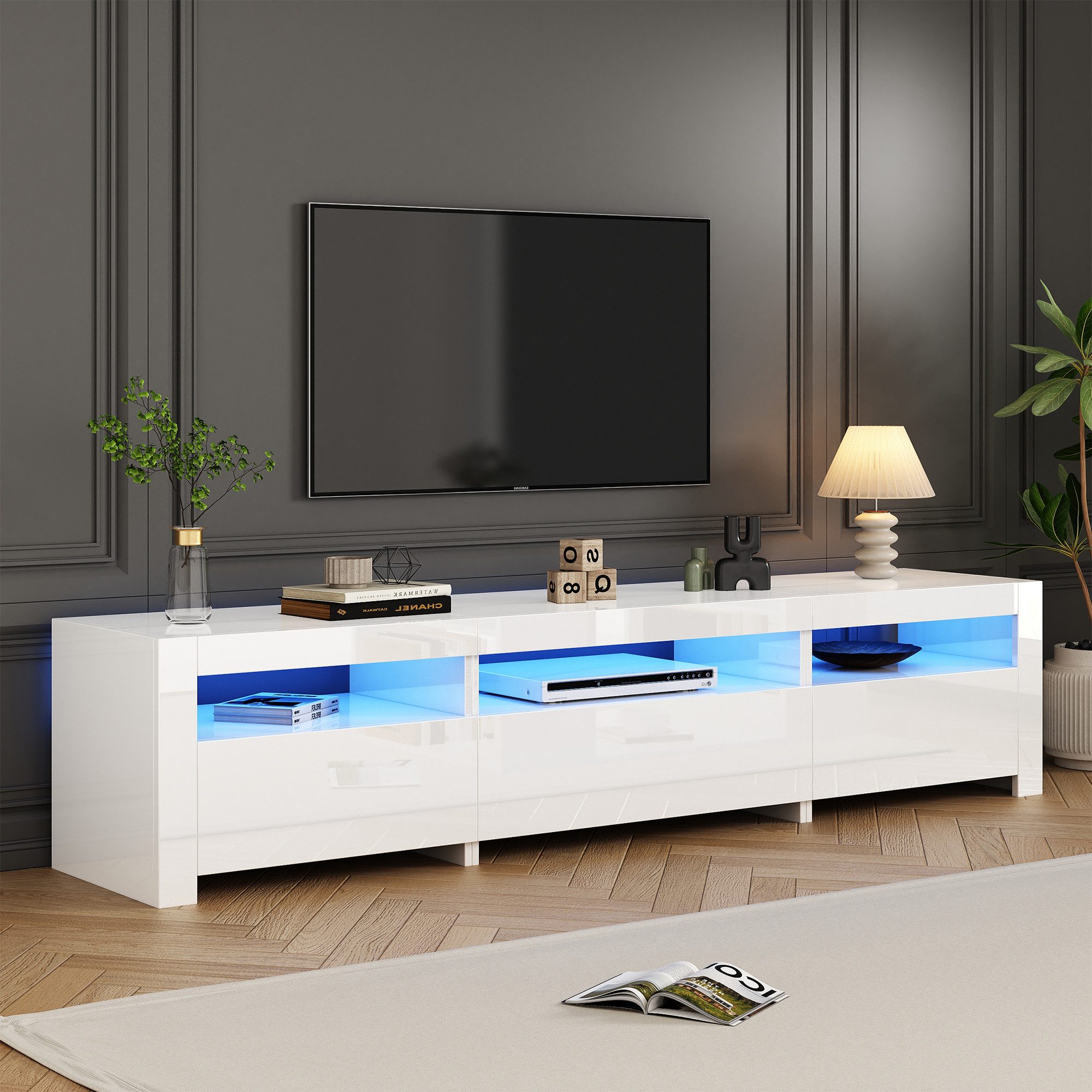 MODFU Lowboard Hochglanz-TV-Schrank mit Stauraum (TV-Unterschrank, günstig online kaufen