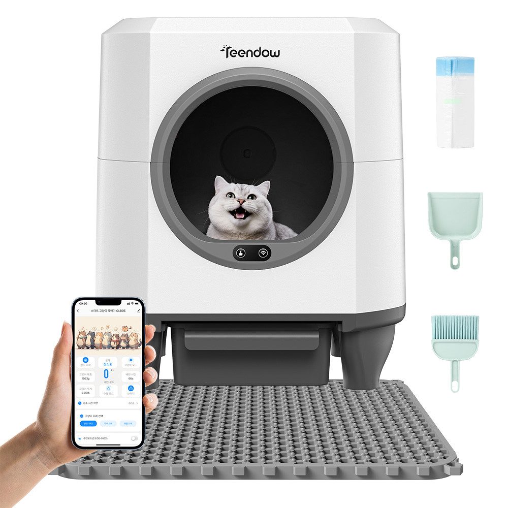 Teendow Katzenecktoilette Katzentoilette selbstreinigend 80L+8L Elektrisches Katzenklo XXL, Selbstreinigend, geräuscharm, hygienisch