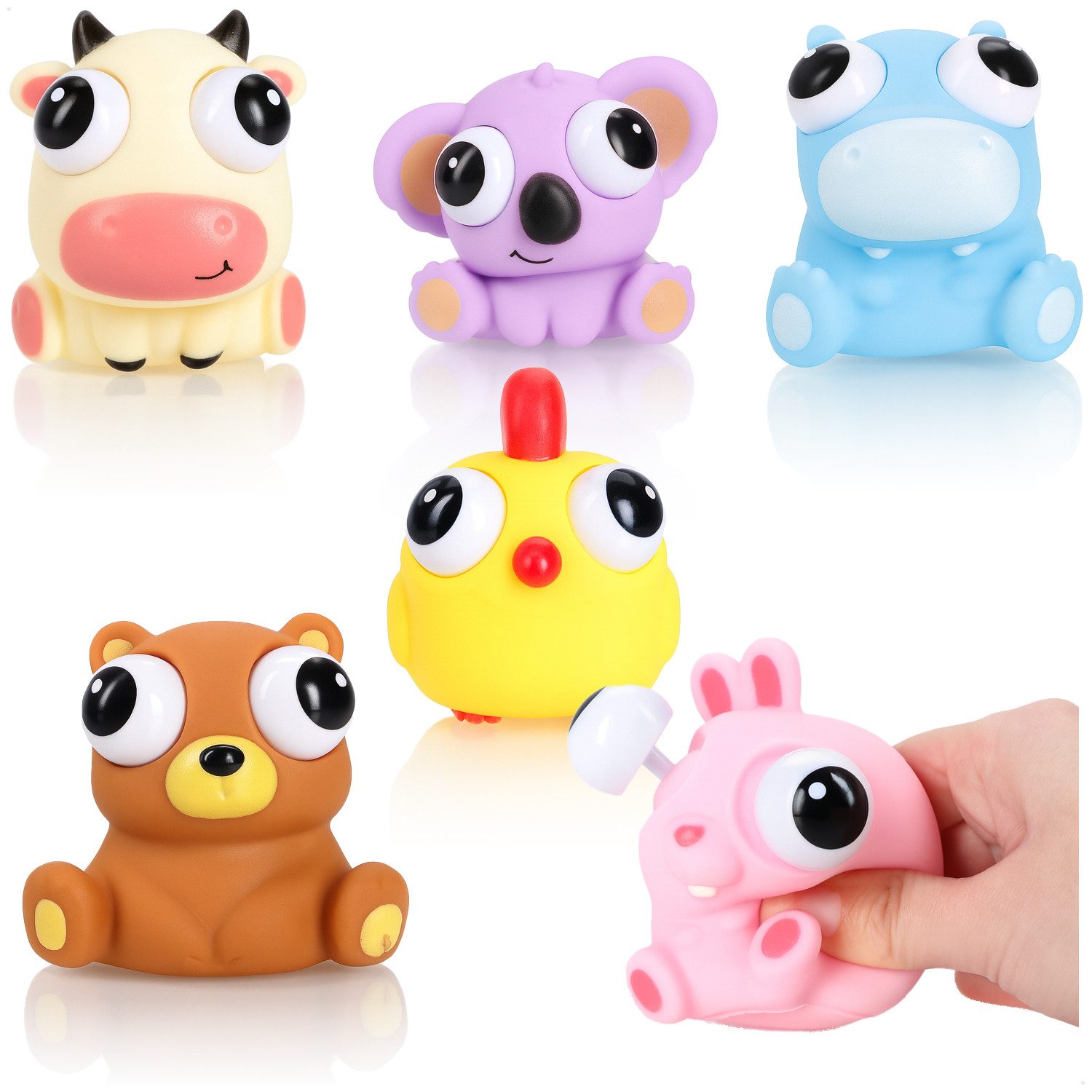 com-four Anti-Stress-Ball Anti Stress Quetschbälle (6-St), Squeeze Spielzeug zur Entspannung für Kinder und Erwachsene
