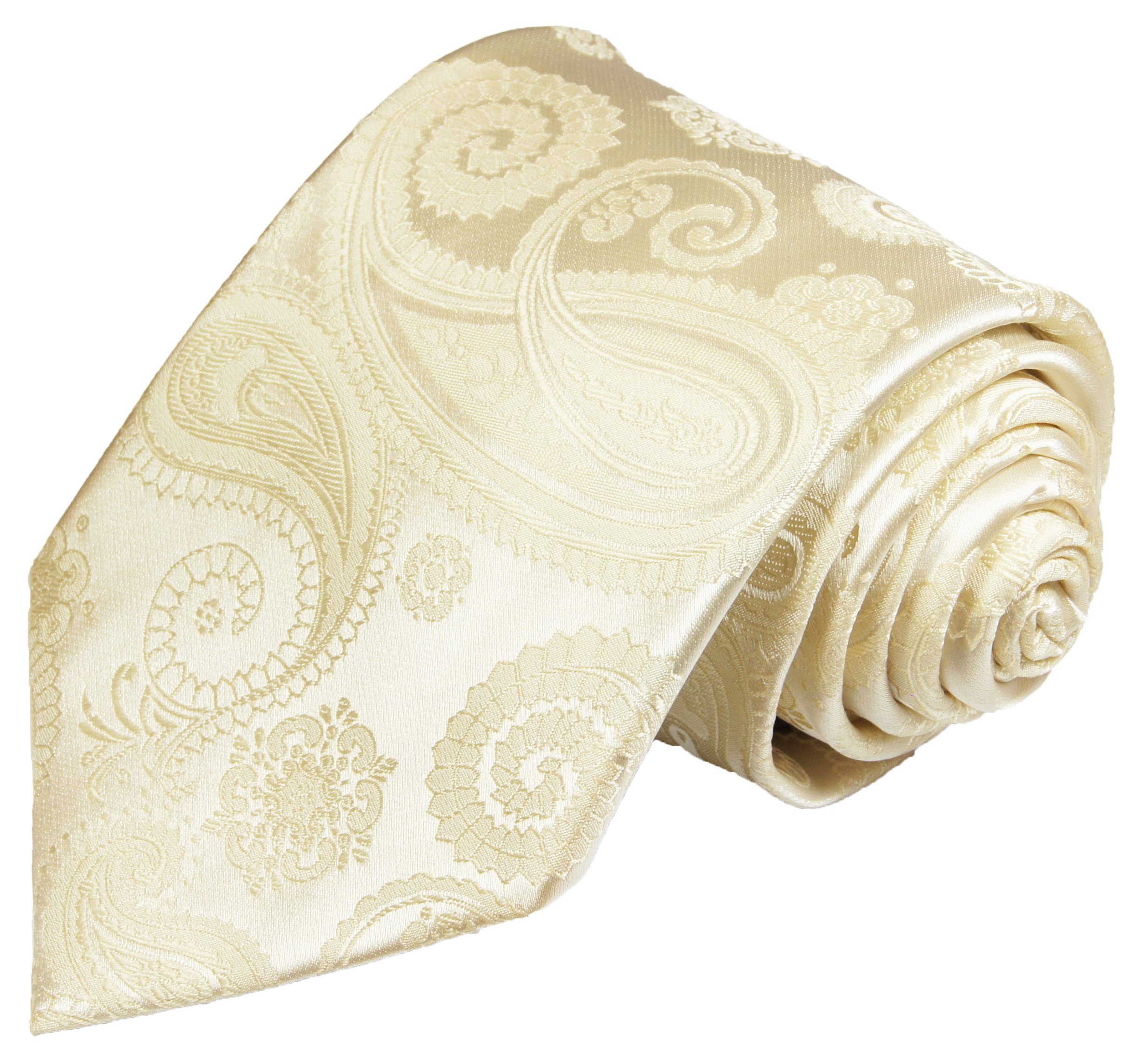 Krawatte Paul Schmal creme - paisley Hochzeitskrawatte - V19 (6cm), Mikrofaser Malone Bräutigam Herren