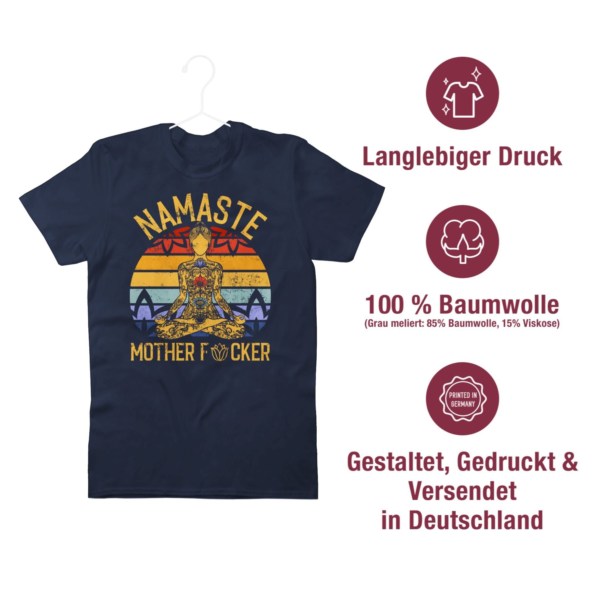 Shirtracer T-Shirt Namaste Mother Yoga Navy Wellness und Blau 03 Geschenk