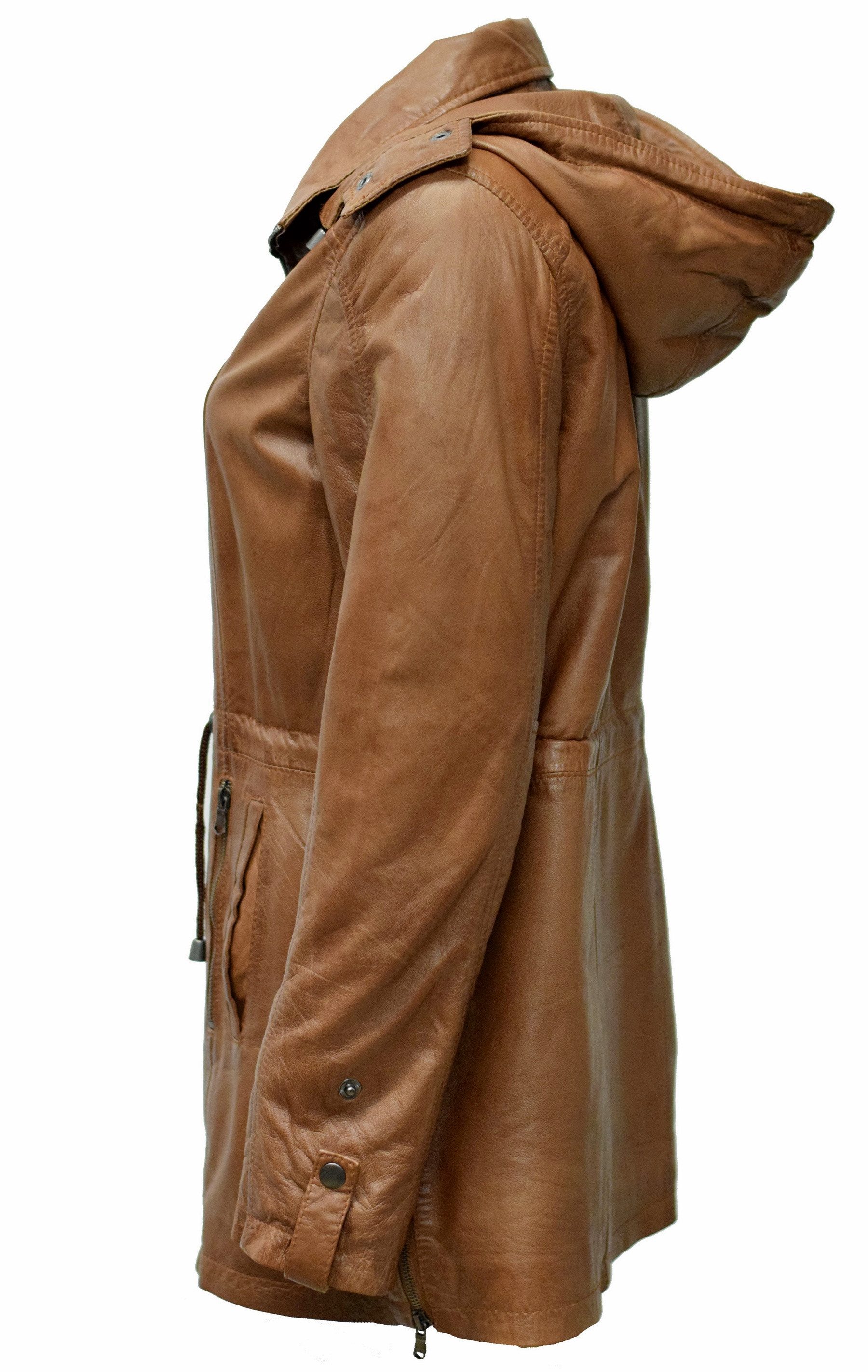 Zimmert Leather Lederjacke Helene Lederparka mit Kapuze, weich, washed Lede günstig online kaufen