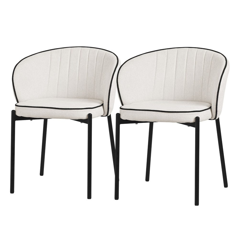 ML-DESIGN Polsterstuhl Esszimmerstühle mit Armlehne & Rückenlehne Ergonomische moderne Design (2 St), Armlehnstuhl mit Metallbeine 2er Set Beige Lounge Sessel bis 120kg