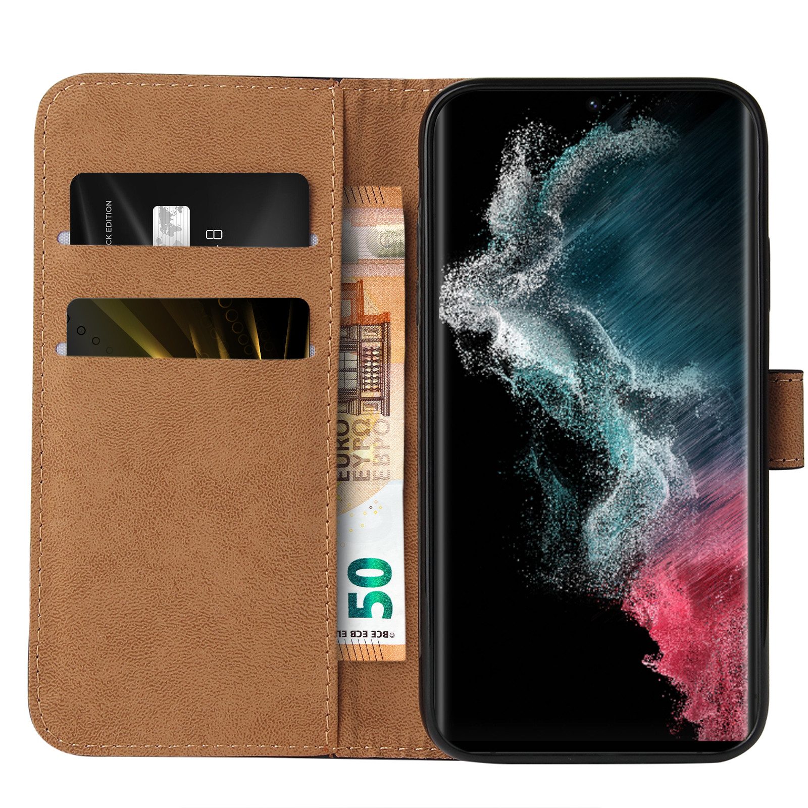 Tec-Expert Handyhülle Klapp Hülle für Samsung Galaxy S23 Ultra 6.8 Zoll, 6.8, Flip Case für Samsung Galaxy S23 Ultra