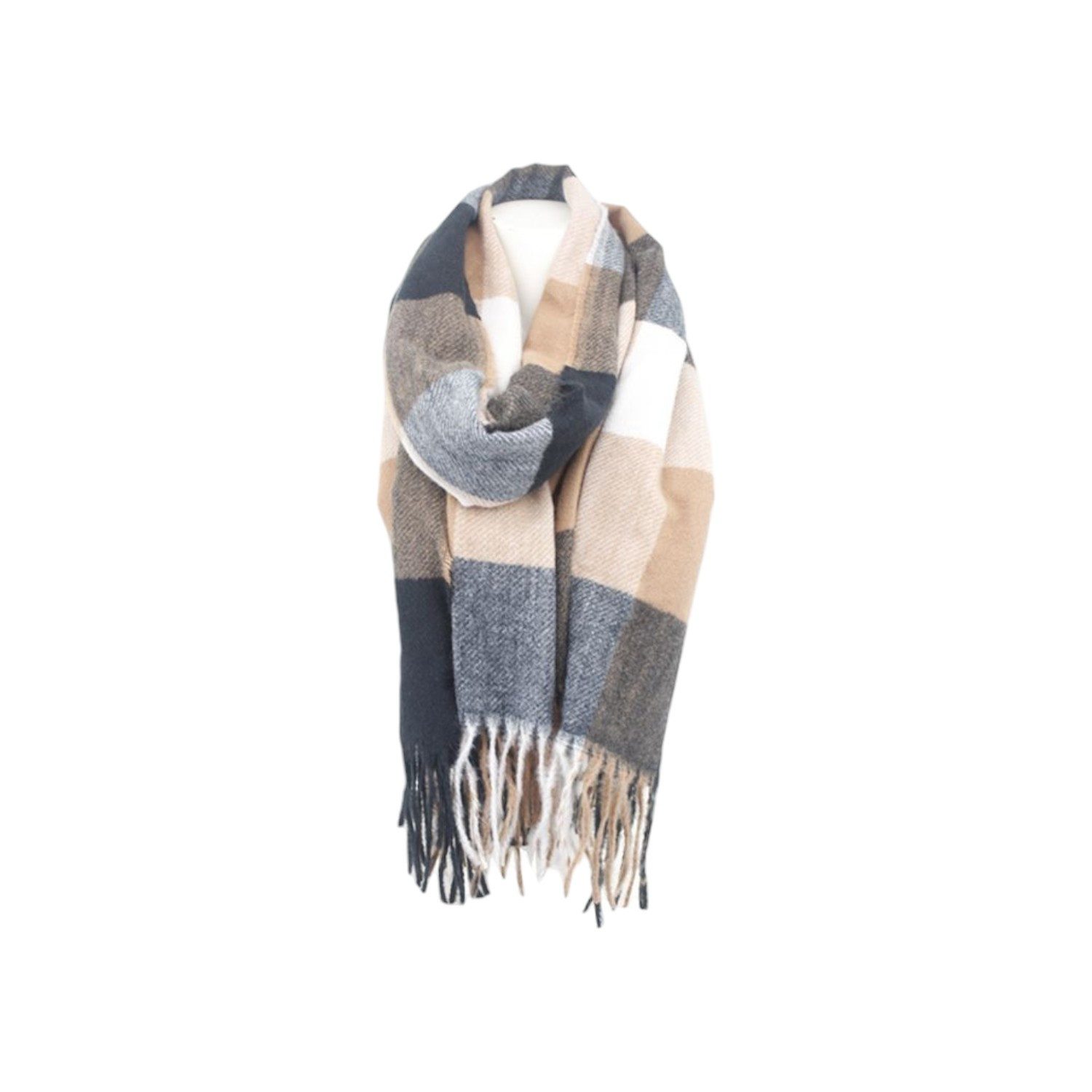 VewoTex Schal für Damen » Cashmera Soft » Winterschal Karo Muster, (Kein Set, 1-St. Einzelner Schal), » Damenschal » Fransenschal 180 x 65 cm