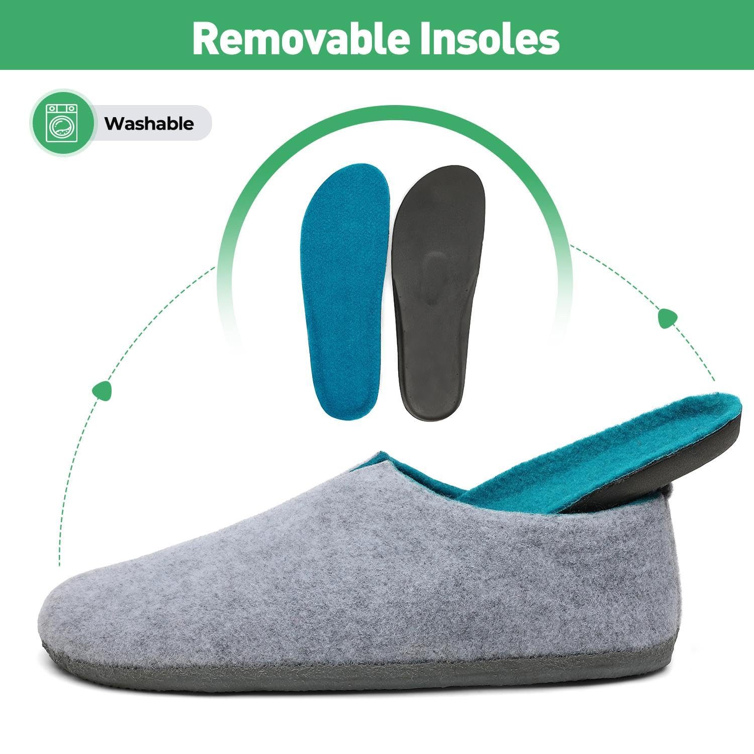 Home & Joy vegan & recycled Comfort Filz unisex Hausschuh (hohe Hüttenschuhe, Fußbett entnehmbar, weich & warm gefüttert, bequem) Pantoffeln Latschen Schlappen Slipper Pantoletten Winter rutschfest