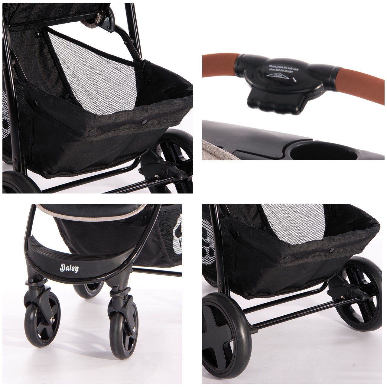 Lorelli Kinder-Buggy Kinderwagen Buggy Daisy, verstellbar, Fußsack, schwenkbare black Vorderräder